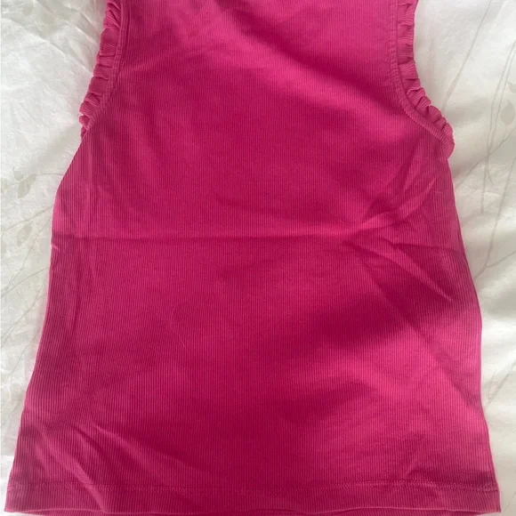 Crewcuts Bright Pink Ribbed Ruffle Tank - Picture 3 of 3
